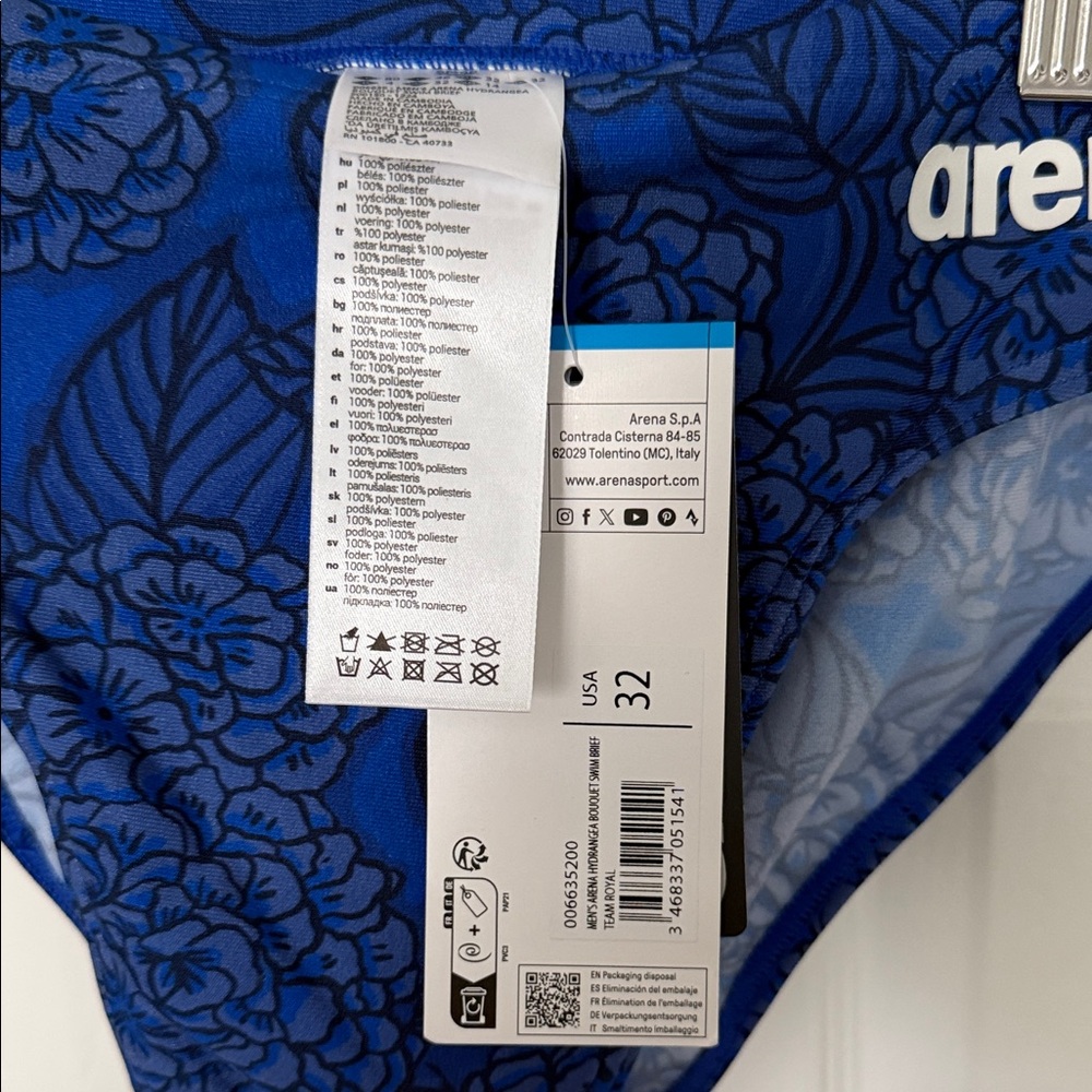 Arena Men’s Hydrangea Bouquet Swim Briefs Blue Size 32 NWT - Picture 6 of 7